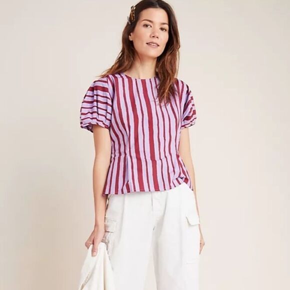 Anthropologie Tops - New Anthro Mignon Doo Lina Poplin Stripe Blouse